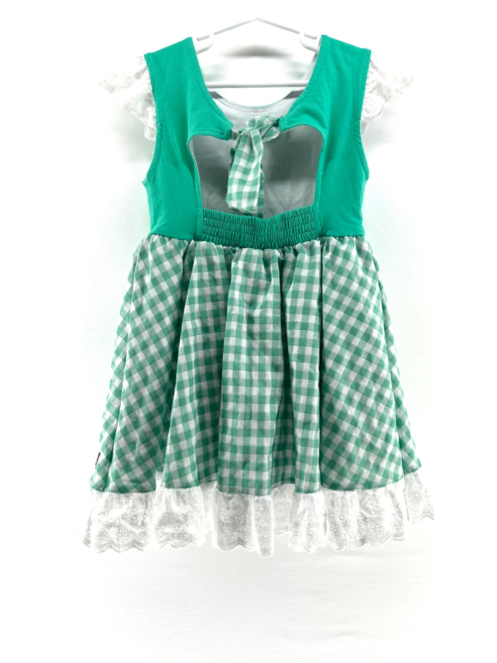 ROYAL ORCHARD twinnerific YOU ARE MY SUNSHINE Dress GIRLS 5T Green White Gingham - Picture 8 of 9